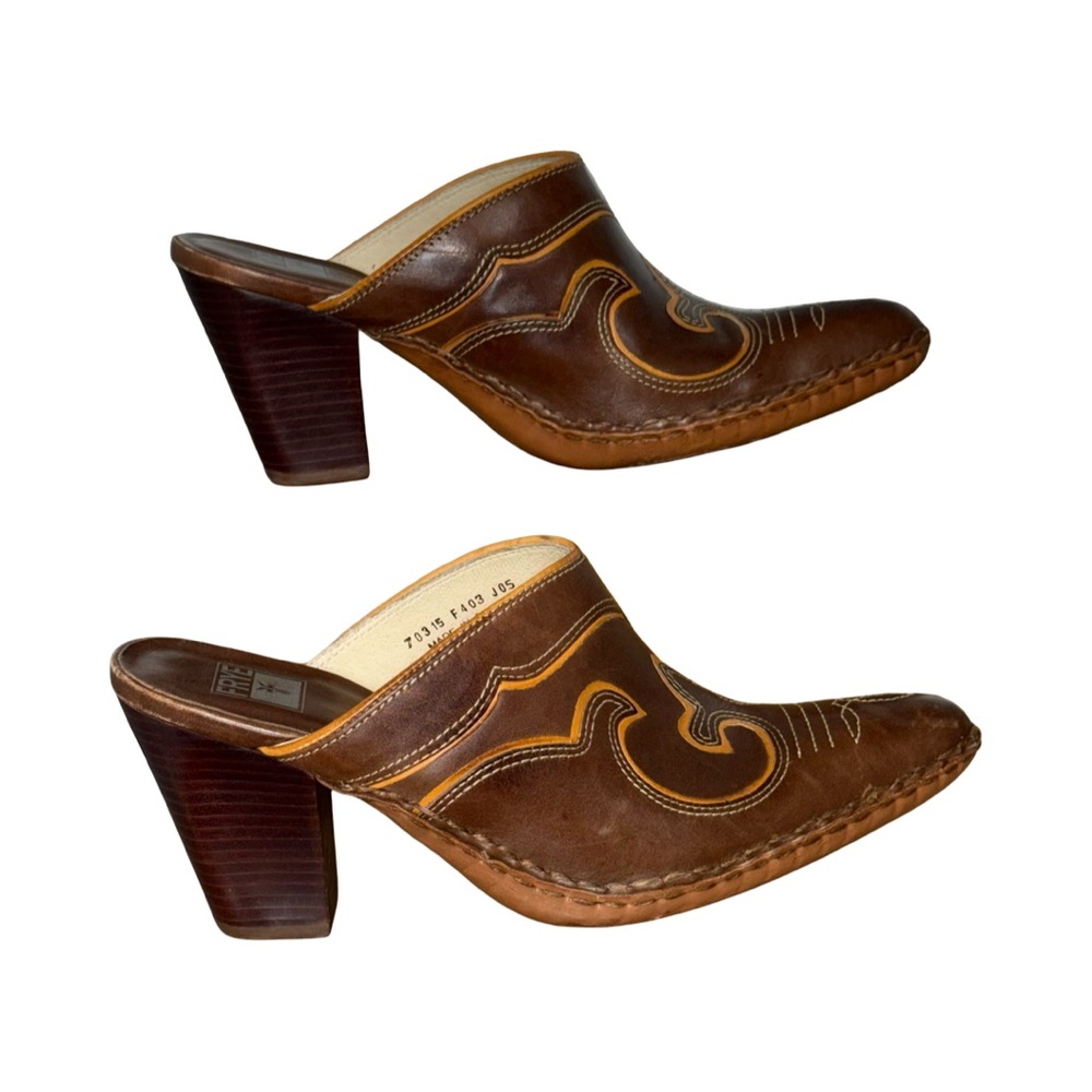 Rare Vintage Frye Phoenix Western Mules - Picture 5 of 13